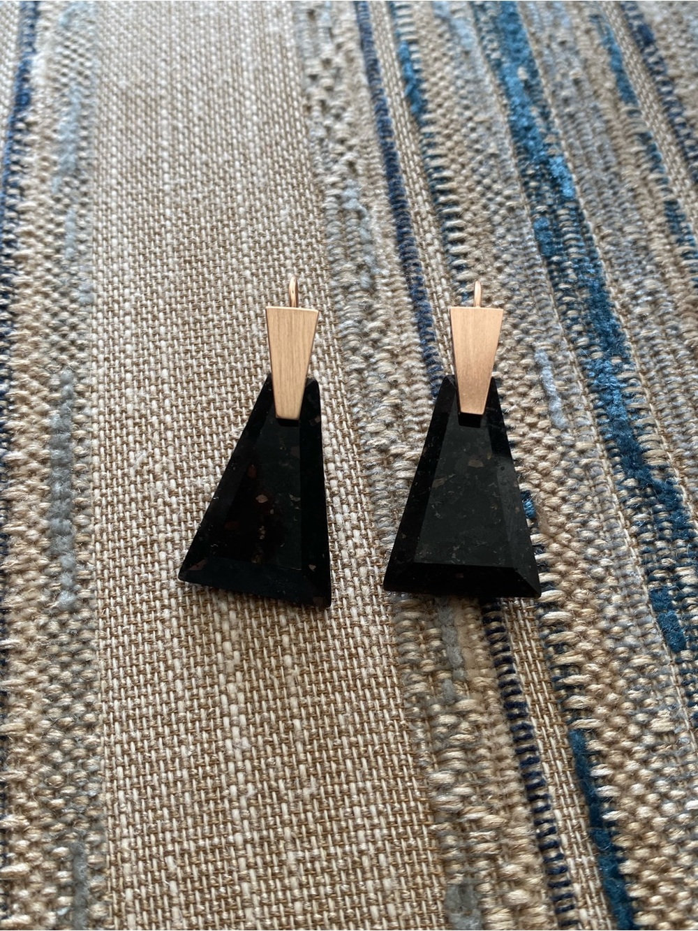 Kendra Scott Geometric Black Granite Drop Earrings, Rose Gold Plated Accents